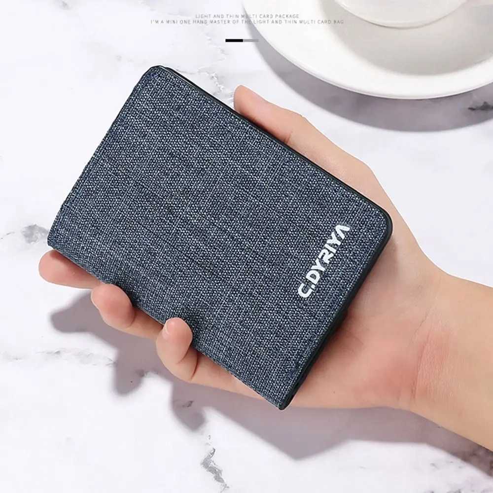 Bifold Women Men Short Wallet Portable Canvas Zippered Coin Purse Multi-purpose Multi-Pocket Business Card Holder Z250621