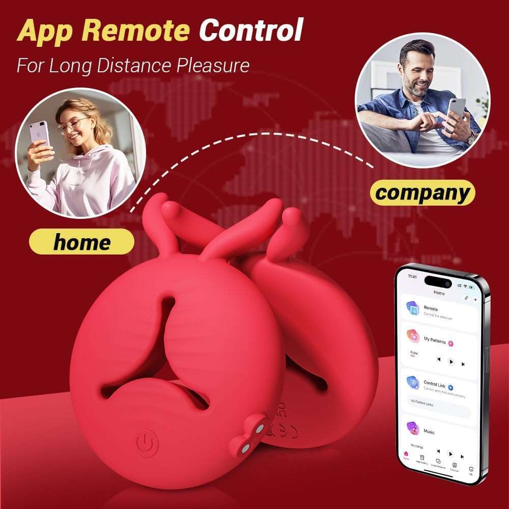 Sex Toys, 4 in APP Remote Control Adult BDSM Toys 1 Pair Vibrator Dildos with 10 Tongue Licking Vibrating Nipple Clamps Stimulator Sexual Pleasure Too