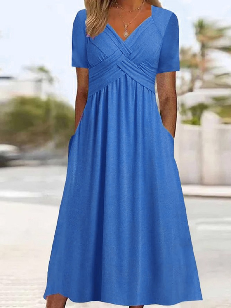 X6212Summer new short-sleeved dress European and American women's clothing women's clothing personality dress