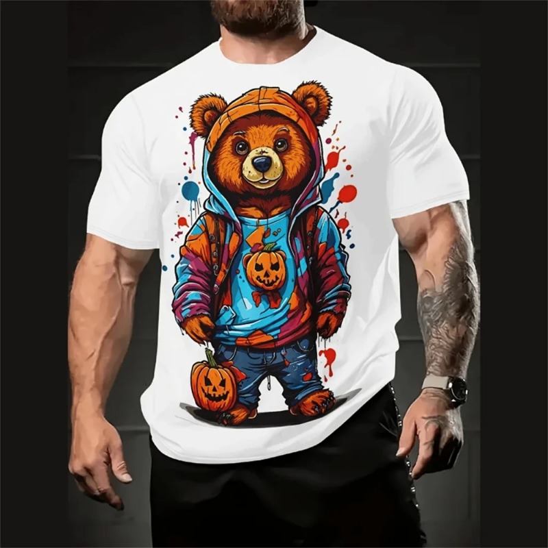 T-Shirt Funny Cartoon Men's 3d Print Short Sleeve Micro Elastic Breath Streetwear Summer Casual Oversized T-Shirts Men Clothing