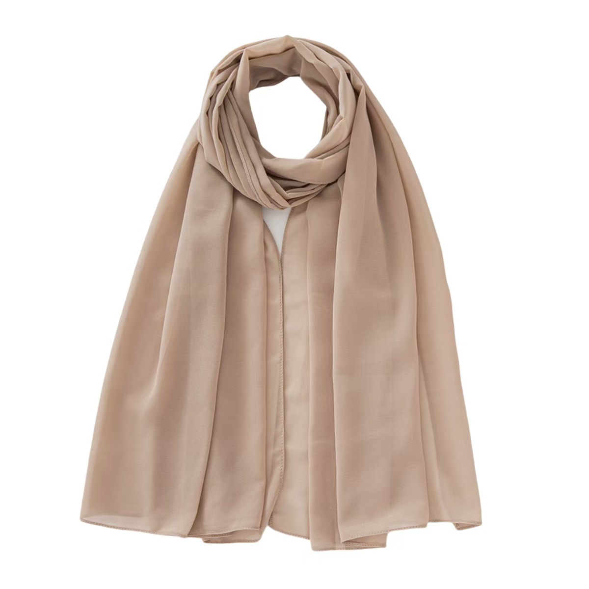T1026 Pearl Chiffon Bubble Scarf Gauze Long Scarf Solid Color Malaysian Women's Head Scarf National Head Scarf Scarf