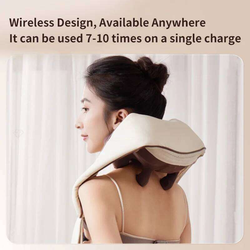 (With Gift Box) Electric Cervical Massage Shawl Wireless Rechargeable Portable Heated Kneading Neck Massager 2024 Shiatsu Body