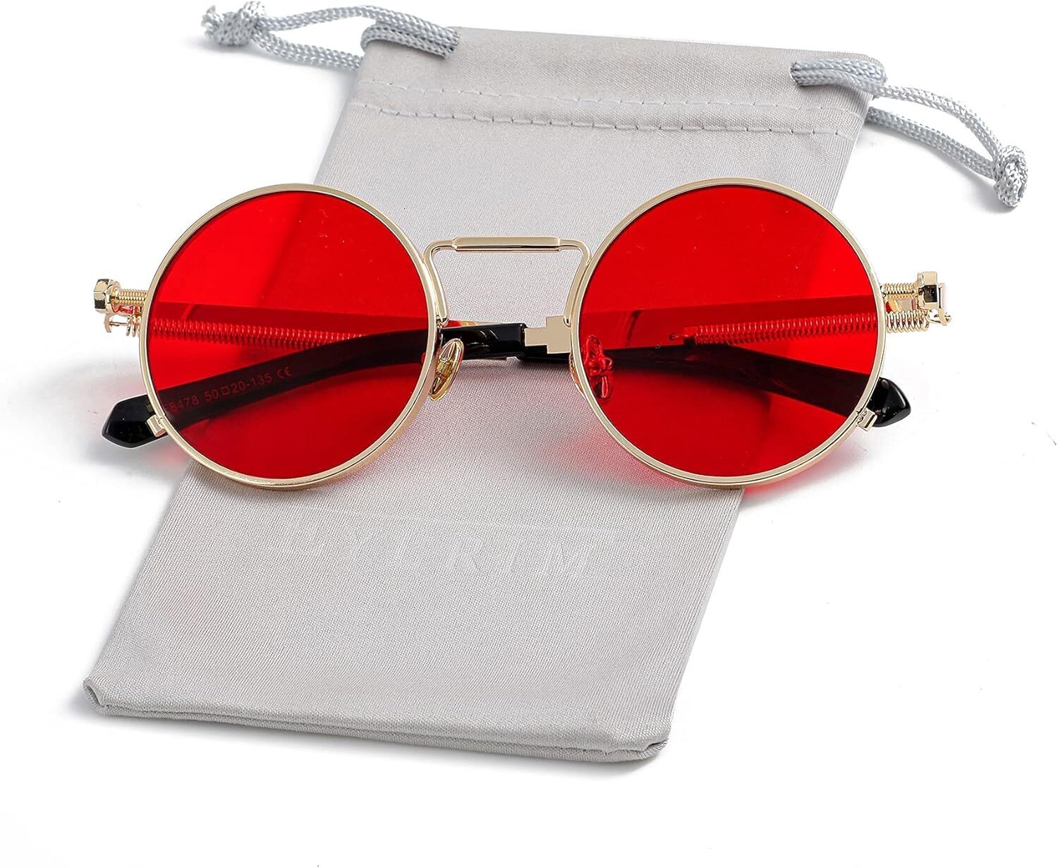 Designer sunglasses Round Steampunk Sunglasses Hippie Circle Glasses Gothic Metal Frame 100% UV Blocking Lens