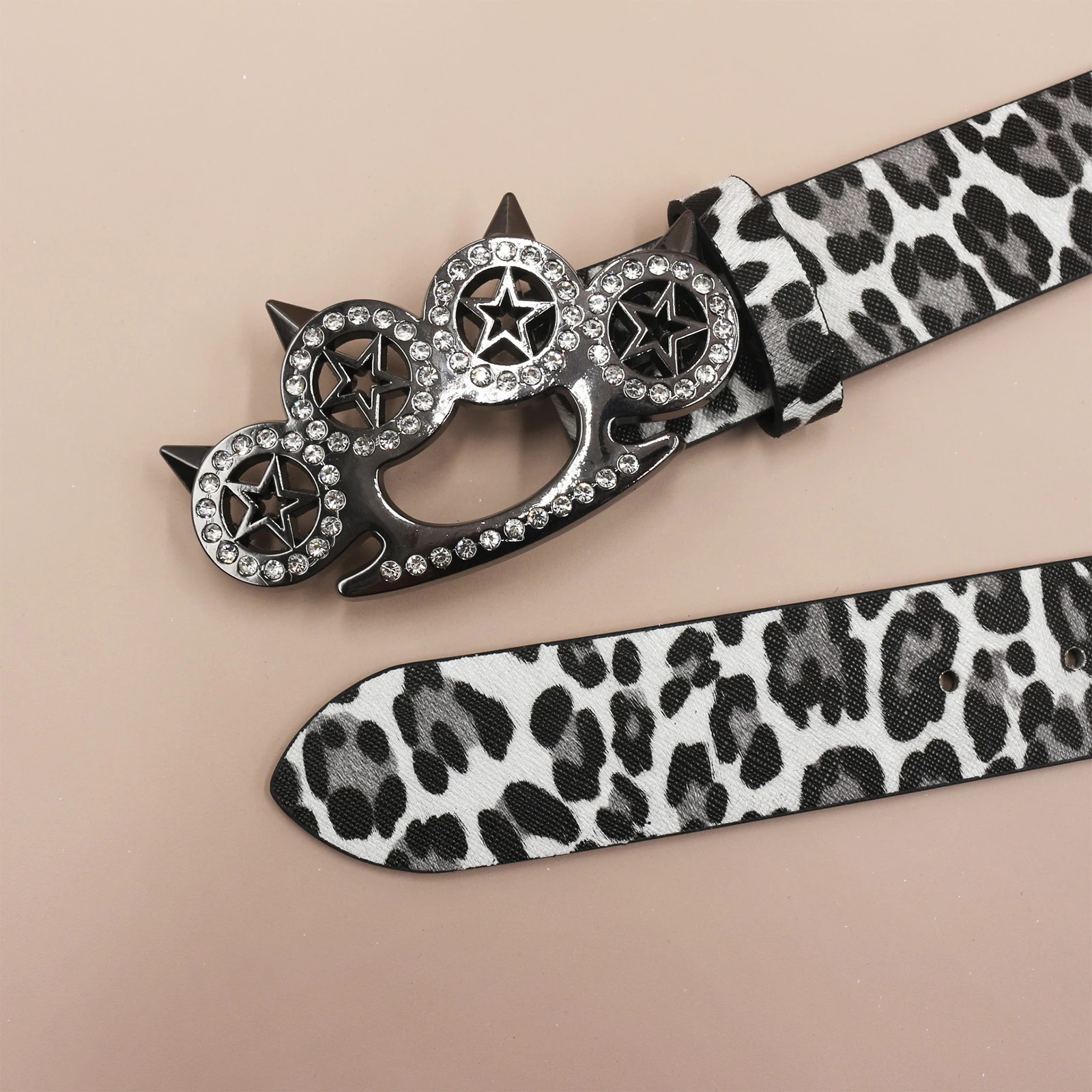 Leopard print Y2K Rhinestone Leather Belt Women Hip Hop Western Denim Shiny Pretty n Bling Adjustable Glitter Waistband 250617