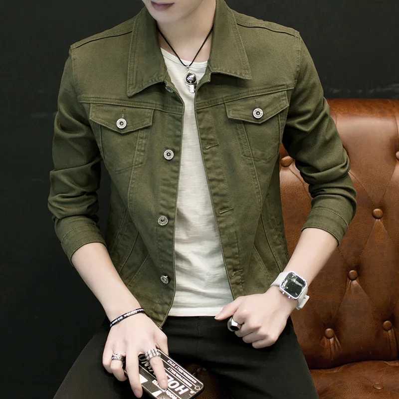2025 New Mens Denim Jacket Slim Fit Fashion Jeans Jackets Pocket Jacket Coat Men Male Spring Autumn Classic Black White Coat XJ250621