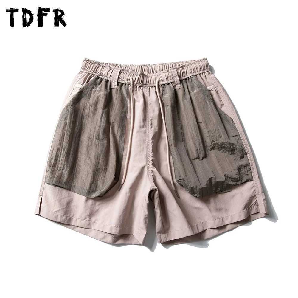 Patchwork Pocket Cargo Shorts Mens Summer Safari Style Elastic Waist Loose Wide Leg Quick Dry Shorts Men W250621
