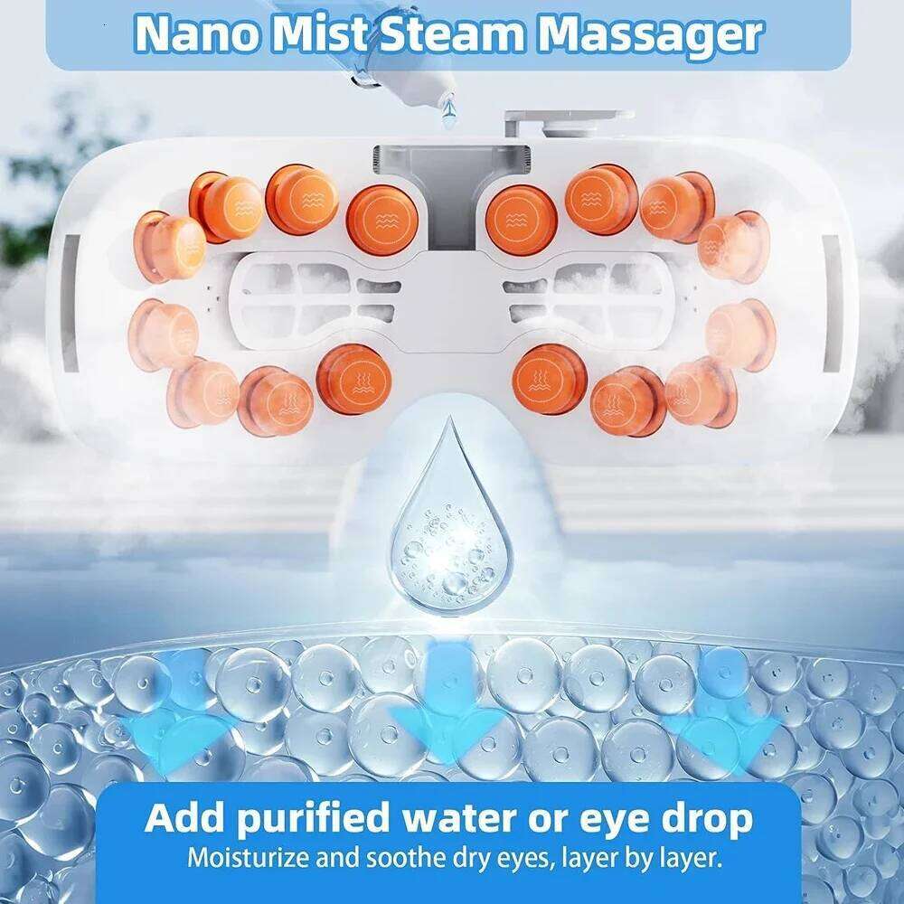 Electric Massager Nano Steam Mask Hot Compress Glasses Steamer Bluetooth Relief Dry Eye Fatigue Dark Circles Tired