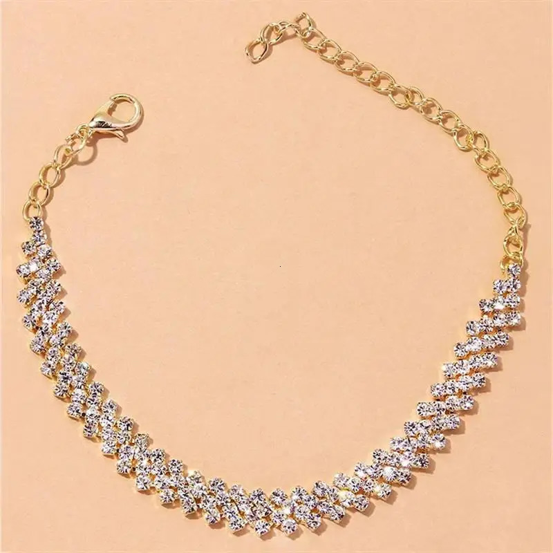 Shining Cubic Zirconia Chain Anklets for Women Fashion Ankle Bracelet on the leg Sandals Foot Jewelry Summer Accessories 250617