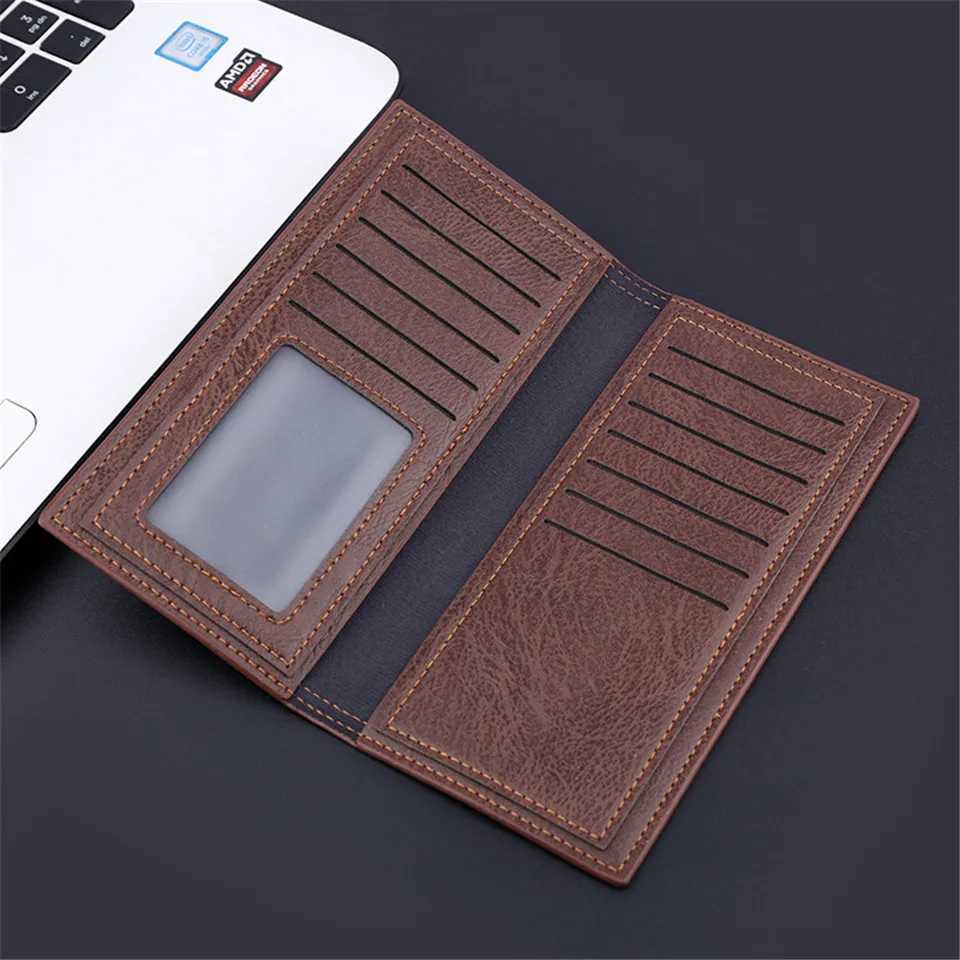 FAshion Men Wallets Long Pu Leather Vintage Thin Zipper Purse Man Holder High Quality Male Wallet Money Purses Z250621