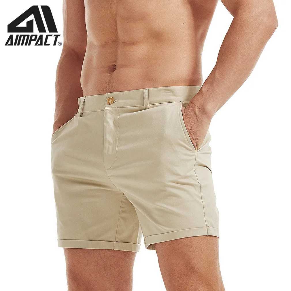 AIMPACT Mens Summer Slim-fit 5 Inseam Flat-Front Stretch Solid Color Cargo Shorts AM2355 W250621