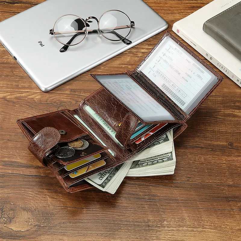 Genuine Leather Men Wallet New Short Card Holders Top Layer Cowhide Men Purse Coin Pocket Leather Zipper Men Money Clips Z250621