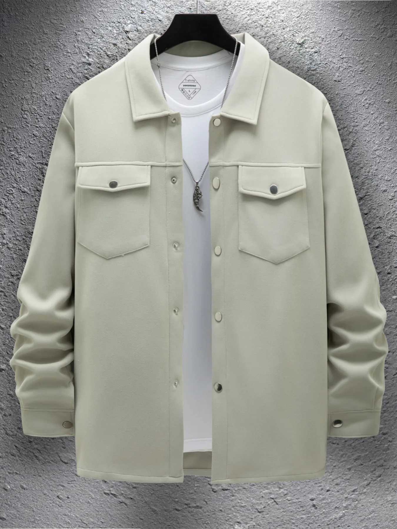 Coats Solid Men Cardigan Jackets Covered Button Coat Long Sleeve Outerwear Loose Pockets Button High Street Spring 2025 XJ250621