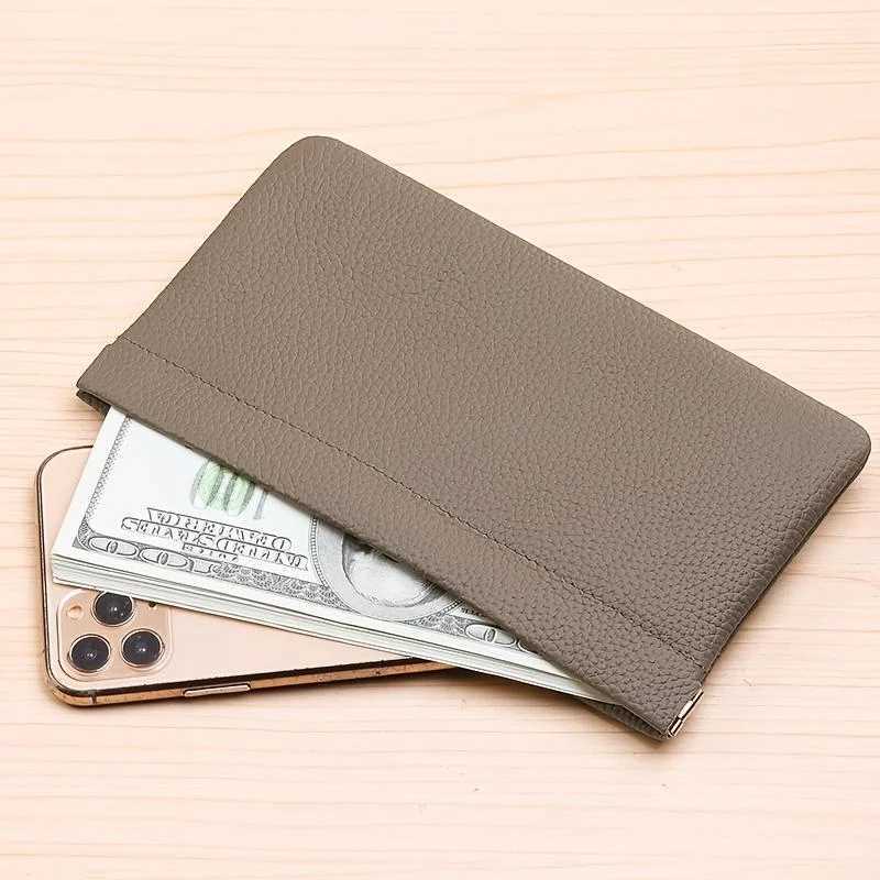 Automatic closed leather wallet ultra-thin portable storage bag Korean version makeup bag phone bag multiple colors Z250621