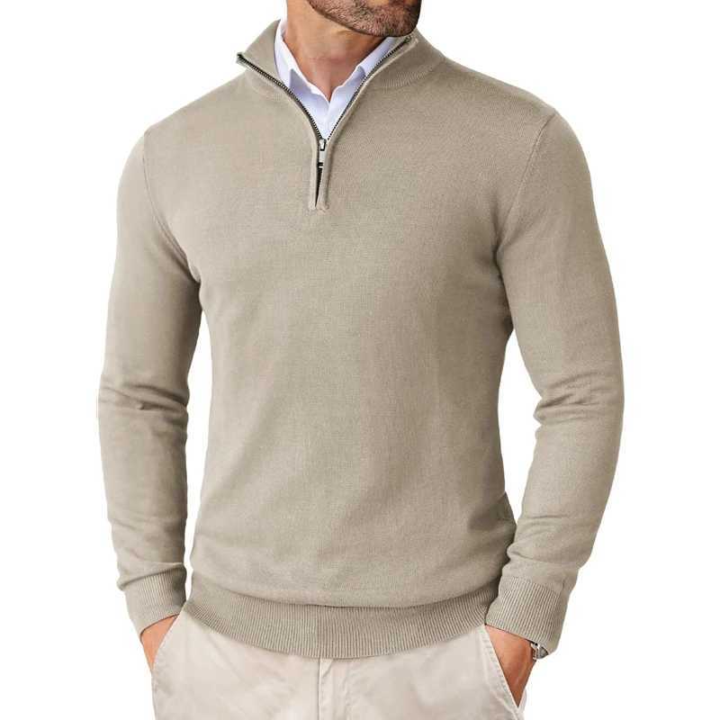 Mens Quarter Zip Up Sweaters Slim Fit Lightweight Mock Neck Pullover Casual Sweaters Half Turtleneck Knitted Outdoor Streetwear Z250621