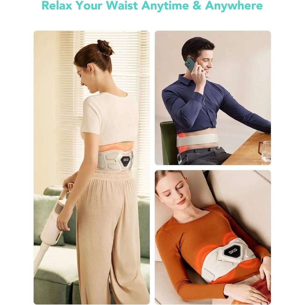 SKG Lower For Pain Relief, Adjustable Cordless Heating Pad Infrared Vibrating Back Massager Waist Lumbar Belt,Gift