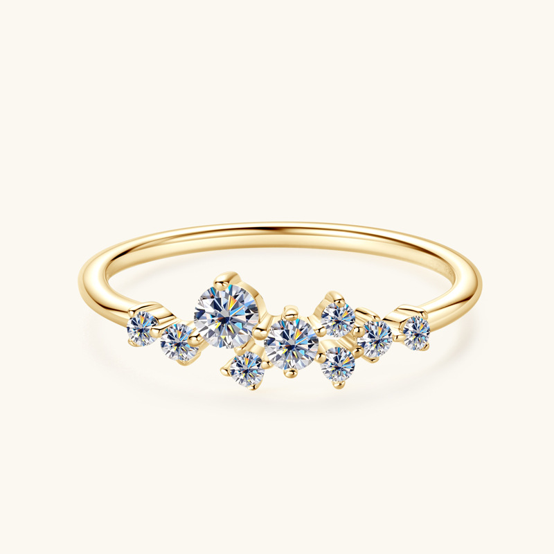 Elegant Female 0.3ct Moissanite Ring, Female Starry Sky Star, 925 Sterling Silver Ring