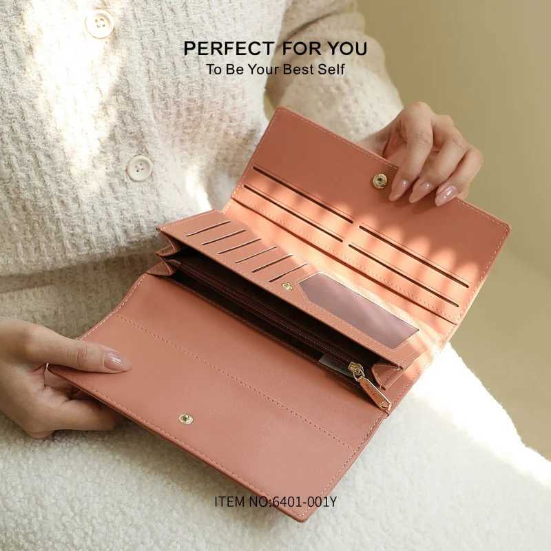 Korean style womens long wallet fashionable multi-functional large capacity billfold purse for daily use Z250621