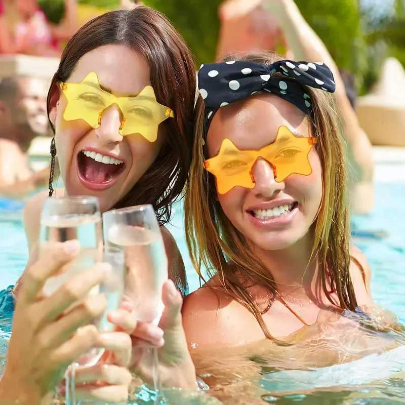 Star Sunglasses Colorful Rimless Star Glasses Transparent Candy Color Sunglasses Men Women Photo Props Birthday Party Cosplay W250621