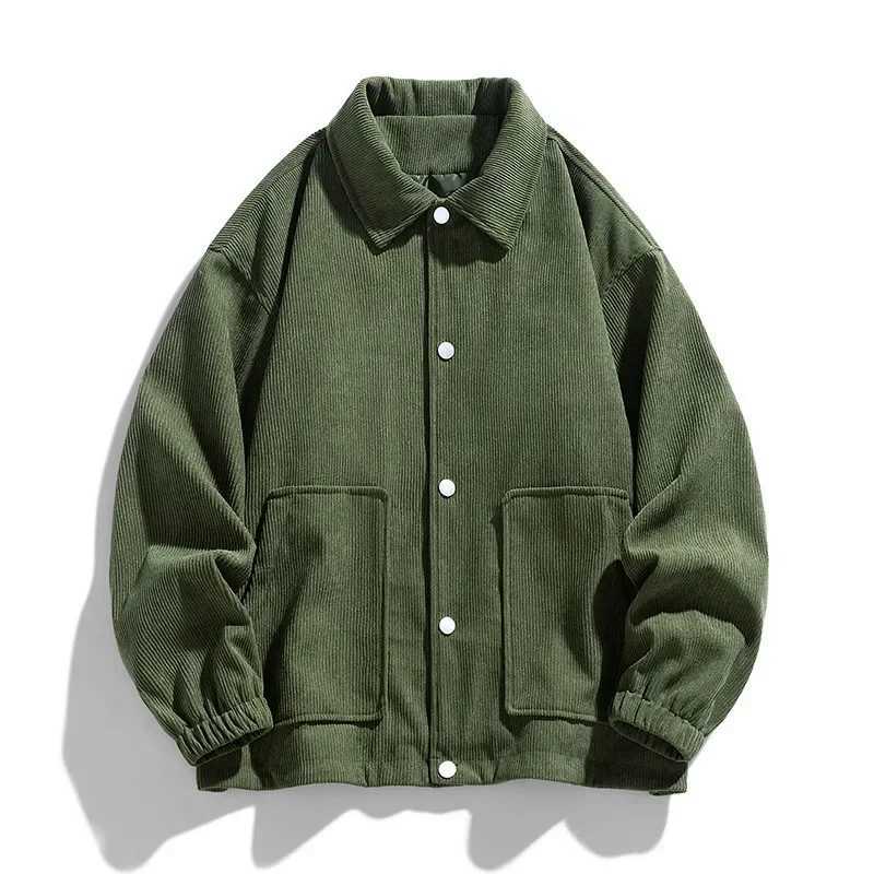 Men Jacket Turn-down Collar Solid Color Outerwear Corduroy Japanese Style Denim Jacket Men Leather Jacket Mens Jacket Traf Veste XJ250621