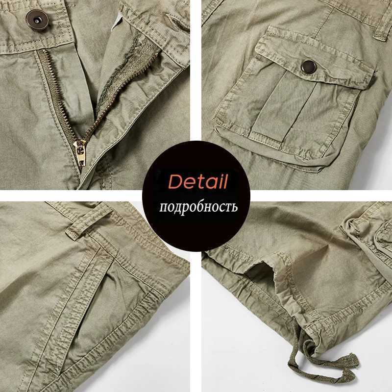 2023 Summer Men Cargo Cotton Shorts Men Clothing Casual Solid Breeche Bermuda Beach Jogger Multi Pocket Shorts Male Dropshipping W250621