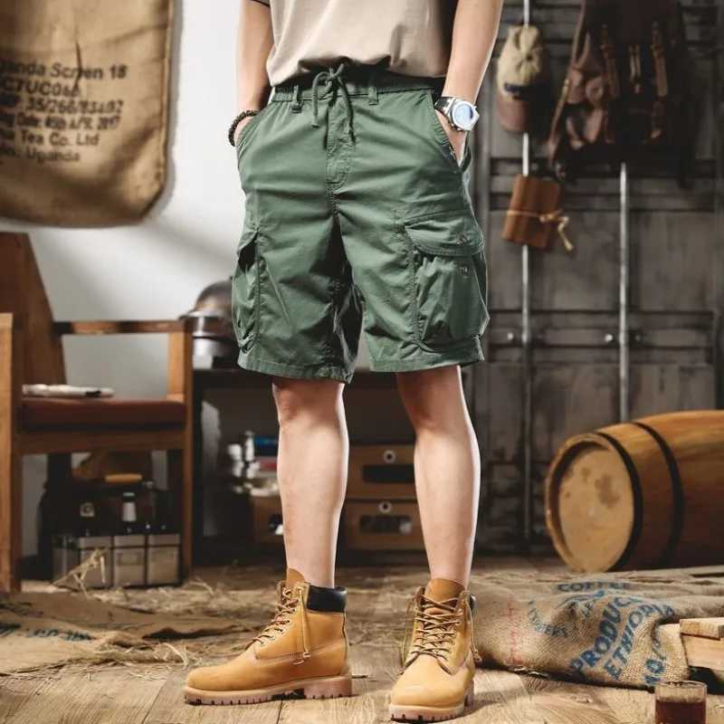 Mens Cargo Shorts with Pockets Loose Elastic Waist Male Short Pants Japanese Street Style Designer Streetwear Harajuku Clothes W250621