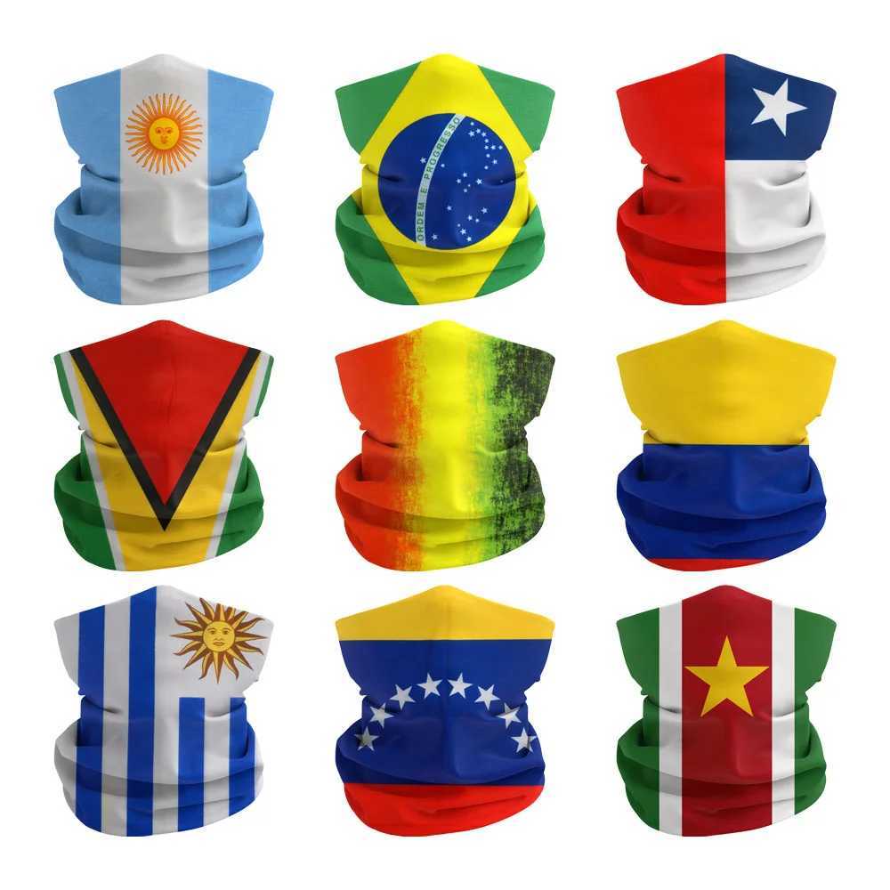 South America National Flags Bandana Breathable Cycling Neck Gaiter for Men Chile Colombia Brazil Women Hiking Headwear SnoodXJ250620