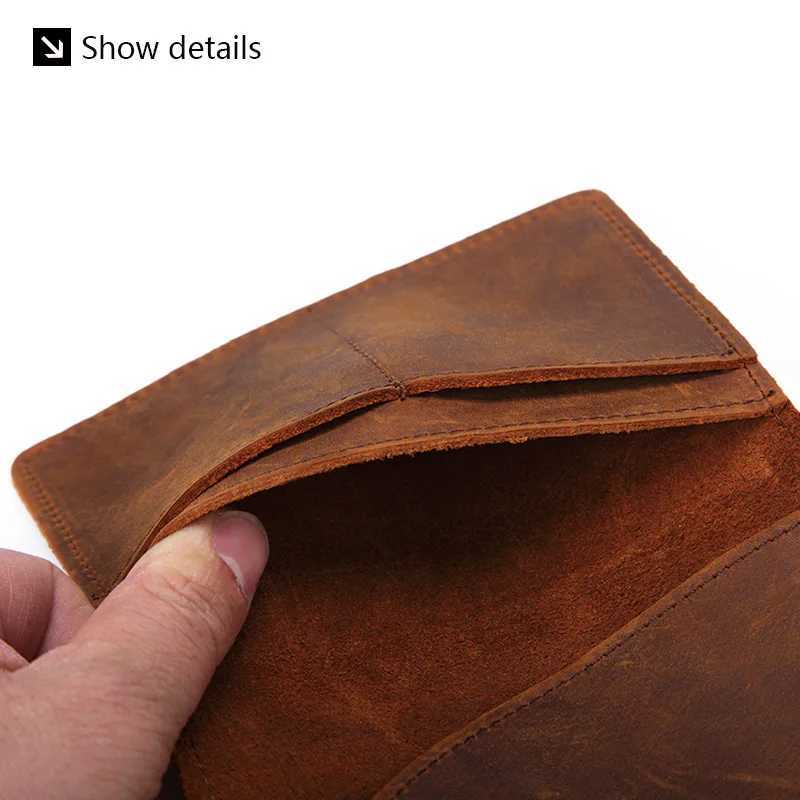 Genuine Leather Crazy Horse Passport Cover Men Wallet ID Case Vintage Male Passport Holder for Men Slim Document Z250621