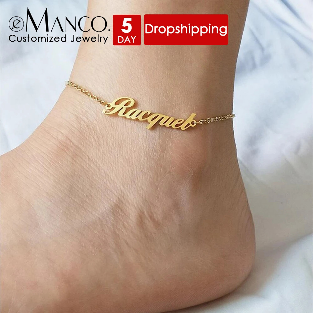 Customized Name Anklet for Women Gold Color Personalized Letter 316L Stainless Steel Jewelry Gift Support Drop 250617