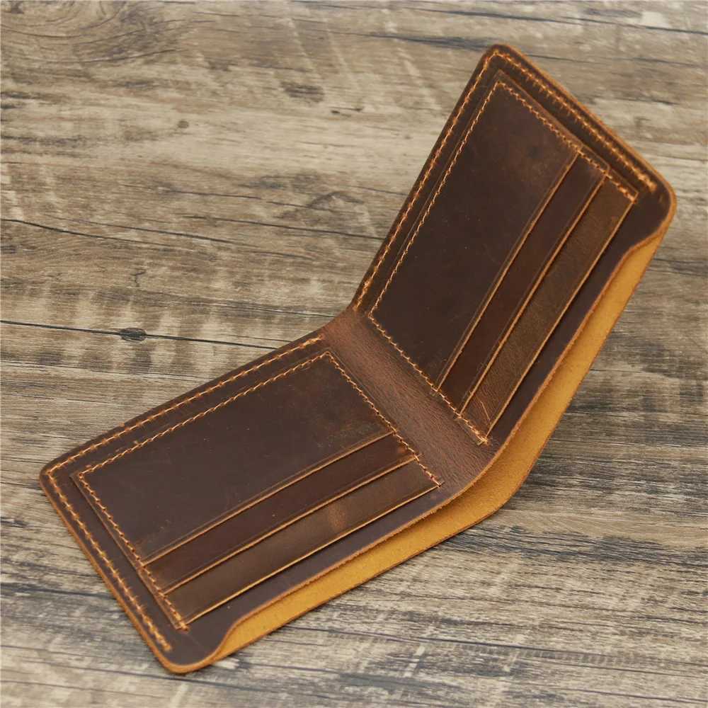 100% Genuine Leather Wallet Men Vintage Style Bifold Brown Wallet for Men Leather Genuine Z250621