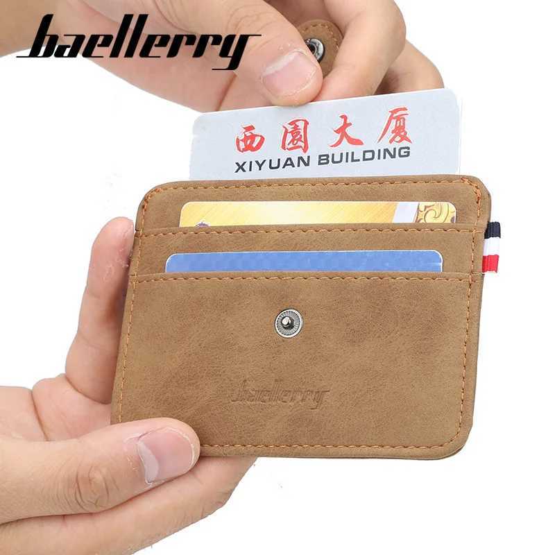 baellerry Super Thin Holder Wallet Designer Male Nubuck Leather Slim Vintage ID Card Case Small Purse For Man Z250621