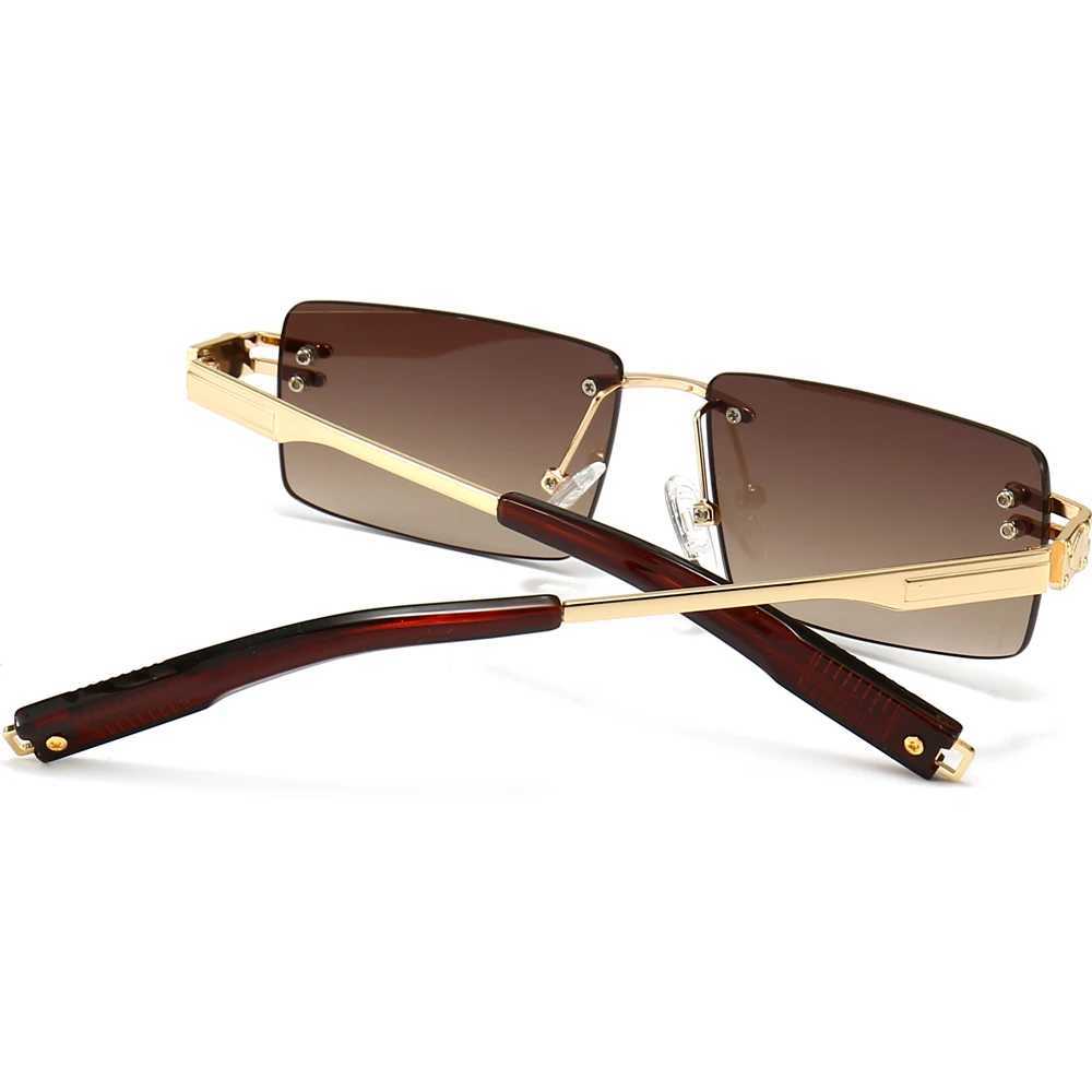 Peekaboo retro rectangular sunglasses rimless male gold metal female square sun glasses men no frame 2021 uv400 hot-selling W250621