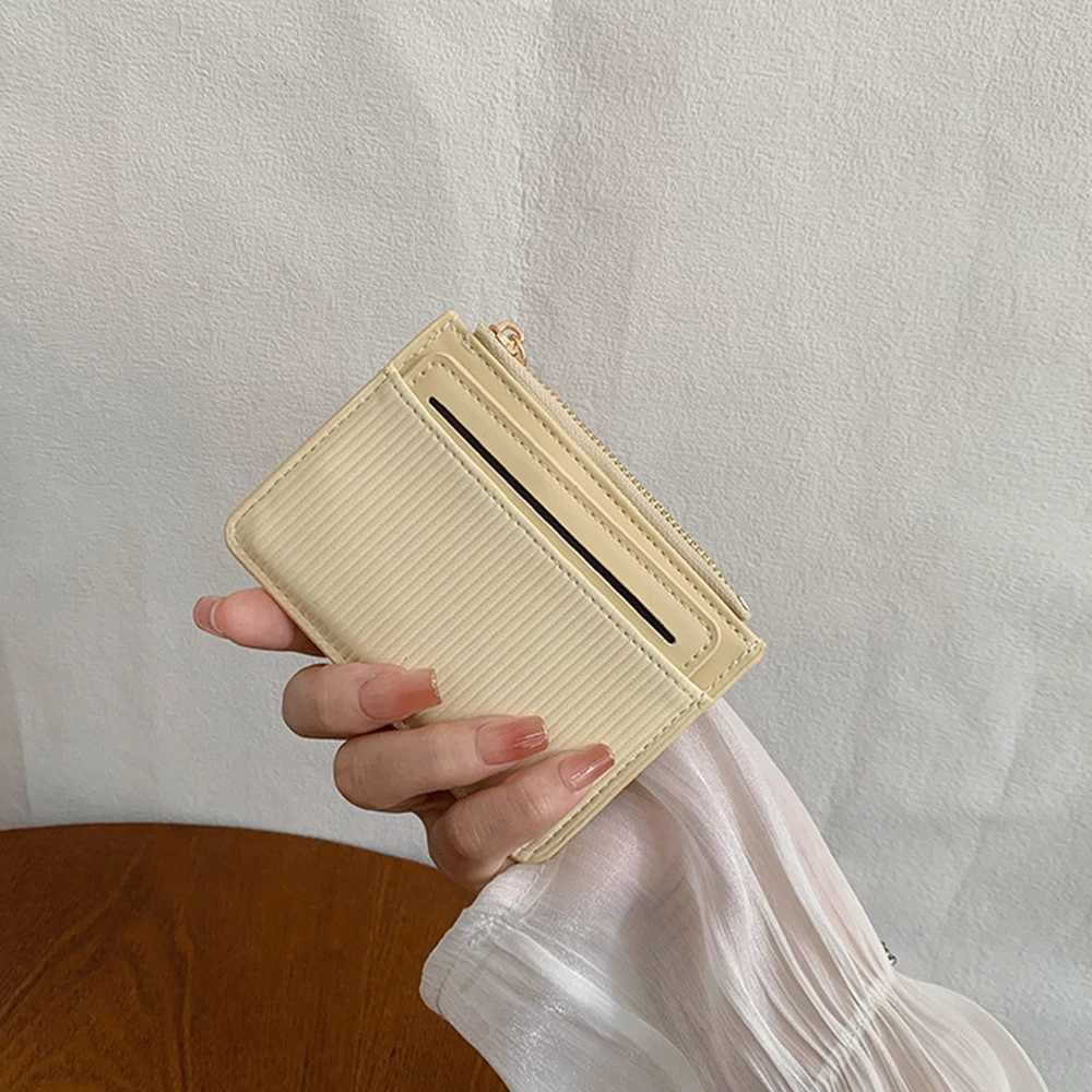 PU Leather Mini Wallets Zipper Card Holder Portable Fashion Small Coin Purse With Keychain Thin Business Card Clip For Gift Z250621