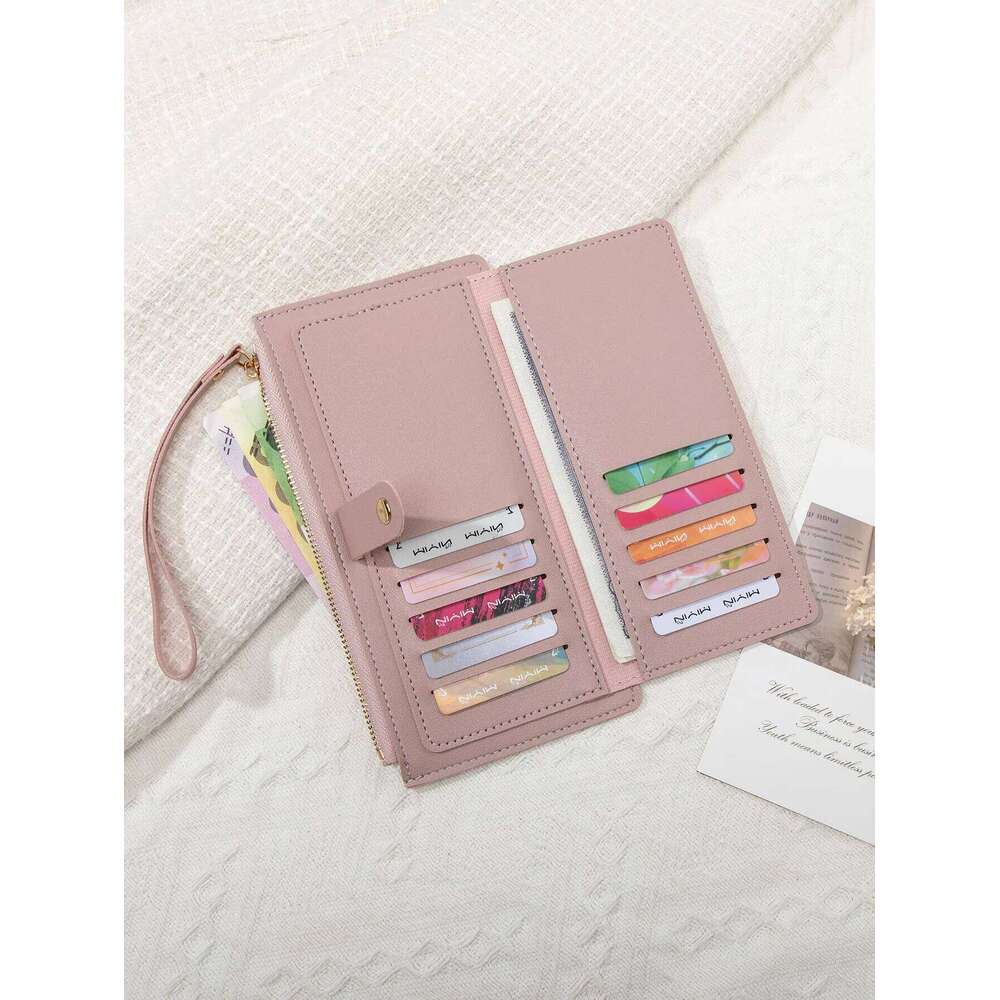 Ultra thin mini PU leather coin purse simple long bag multifunctional handheld credit card holder women's wallet