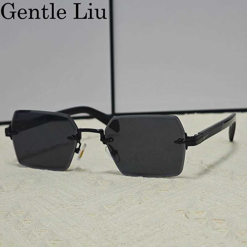 Square Rimless Sunglasses Men 2025 Luxury Brand Designer Vintage Frameless Sun Glasses For Male Rectangle Eyewear Shades UV400 W250621