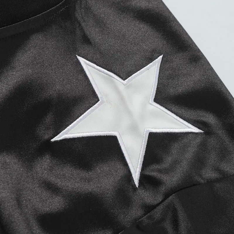 Men T-Shirt Y2K Vintage Embroidered Star Patchwork Sport Tshirt Hip Hop Harajuku Casual Quick Drying Urban V-Neck Top 250617