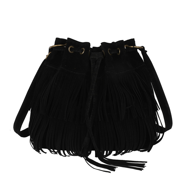 Free Shipping 2025 New Designer Bag Cross-border Women's Bag Simple Retro Tassel Drawstring Bucket Trendy High-quality Shopping Bags Single Shoul