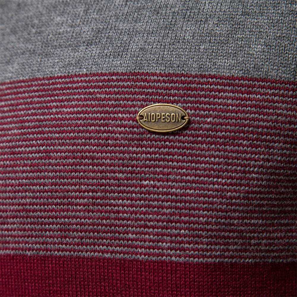 AIOPESON Mens Patchwork Pullover Sweater Cotton Casual Zipper Mock Neck Sweater for Men New Winter Fashion Warm Sweater for Men Z250621