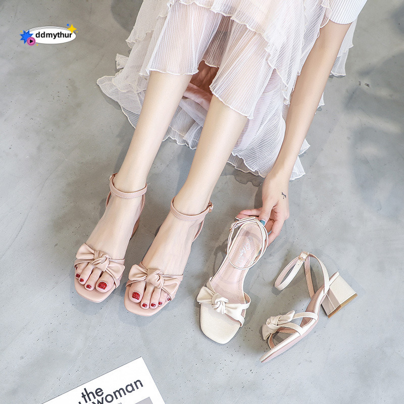 Sandals 2023 New Summer Outdoor Mid Chunky Heel Fairy Style Small Size Women's Shoes313233High-heeled shoes