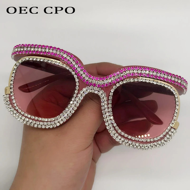 Oversized Diamond Sunglasses Rhinestone Square UV400 Multicolor Shades Female Sun Glasses Eyewear Gafas De Sol 250617