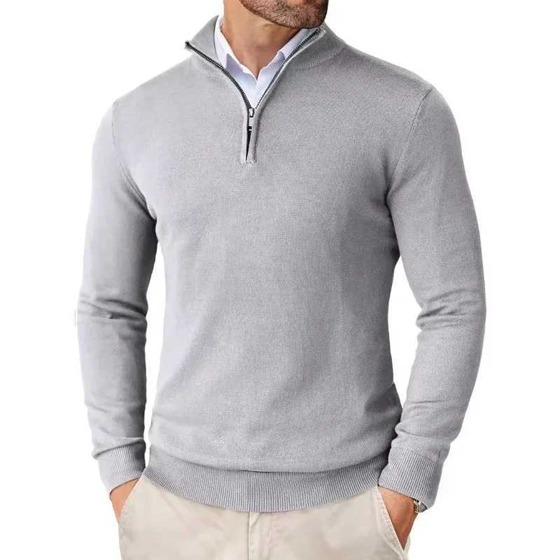 Mens Quarter Zip Up Sweaters Slim Fit Lightweight Pullover Outdoor Mock Neck Tops Half Turtleneck Knitted Streetwear Z250621