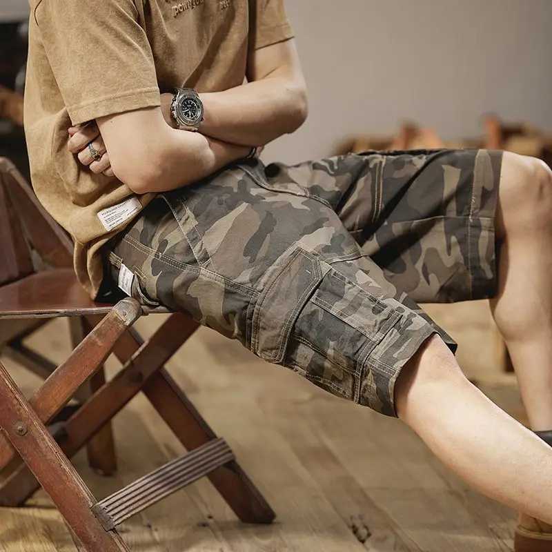 Short Pants for Men with Pockets Mens Cargo Shorts Baggy Camouflage Green Casual Clothes Luxury Elegant Nylon Comfortable Summer W250621