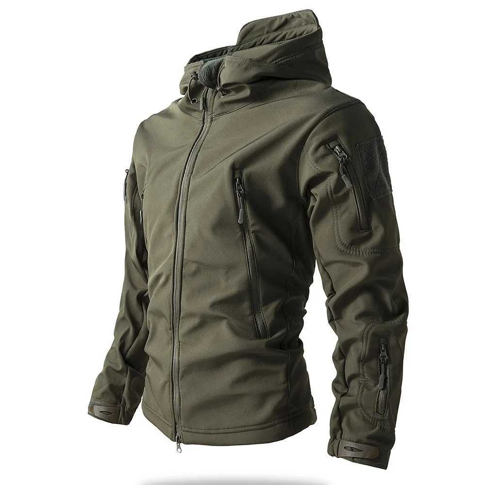 5XL 6XL Sharkskin Soft-shell Hard Shell Camo Fleece Thick Tactical Suit Hooded Coat Manufacturers Handsome Outdoor Jacket XJ250621