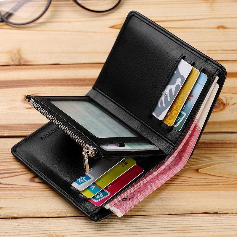 Genuine leather Wallet mens wallet business card holder business mens short Wallet Zipper Leather Wallet Z250621