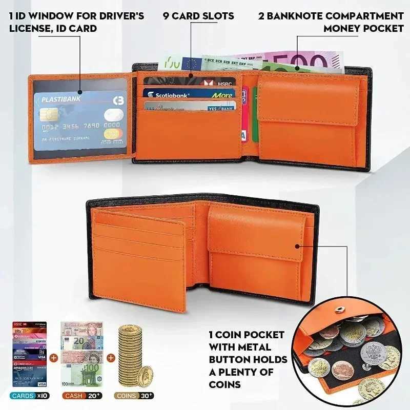 Short Genuine Leather Mens Wallets Classic Slim Solid Purse Card Holder Coin Pocket RFID Fashion Quality Z250621