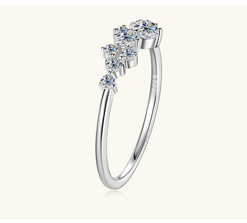 Elegant Female 0.3ct Moissanite Ring, Female Starry Sky Star, 925 Sterling Silver Ring