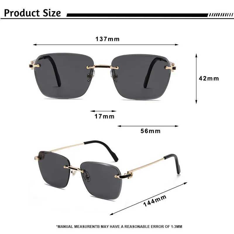 CATERSIDE New Pilot Rimless Sunglasses Men Gradient Sun Glasses Women Retro Business Shopping UV400 Mens Sunglasses W250621