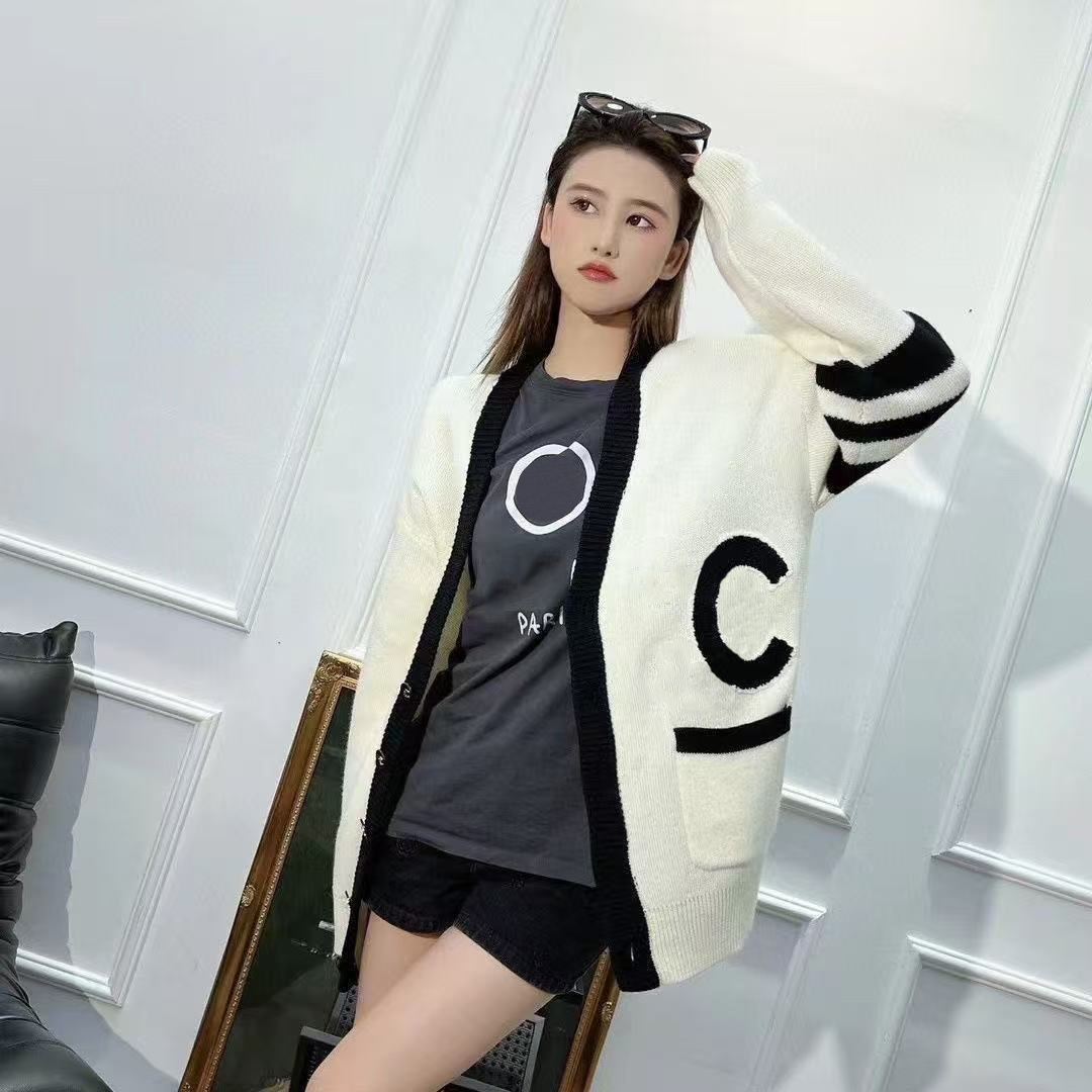 Women's jackets, designer luxury knitted embroidered lettered cardigan jackets, long-sleeved V-neck jackets