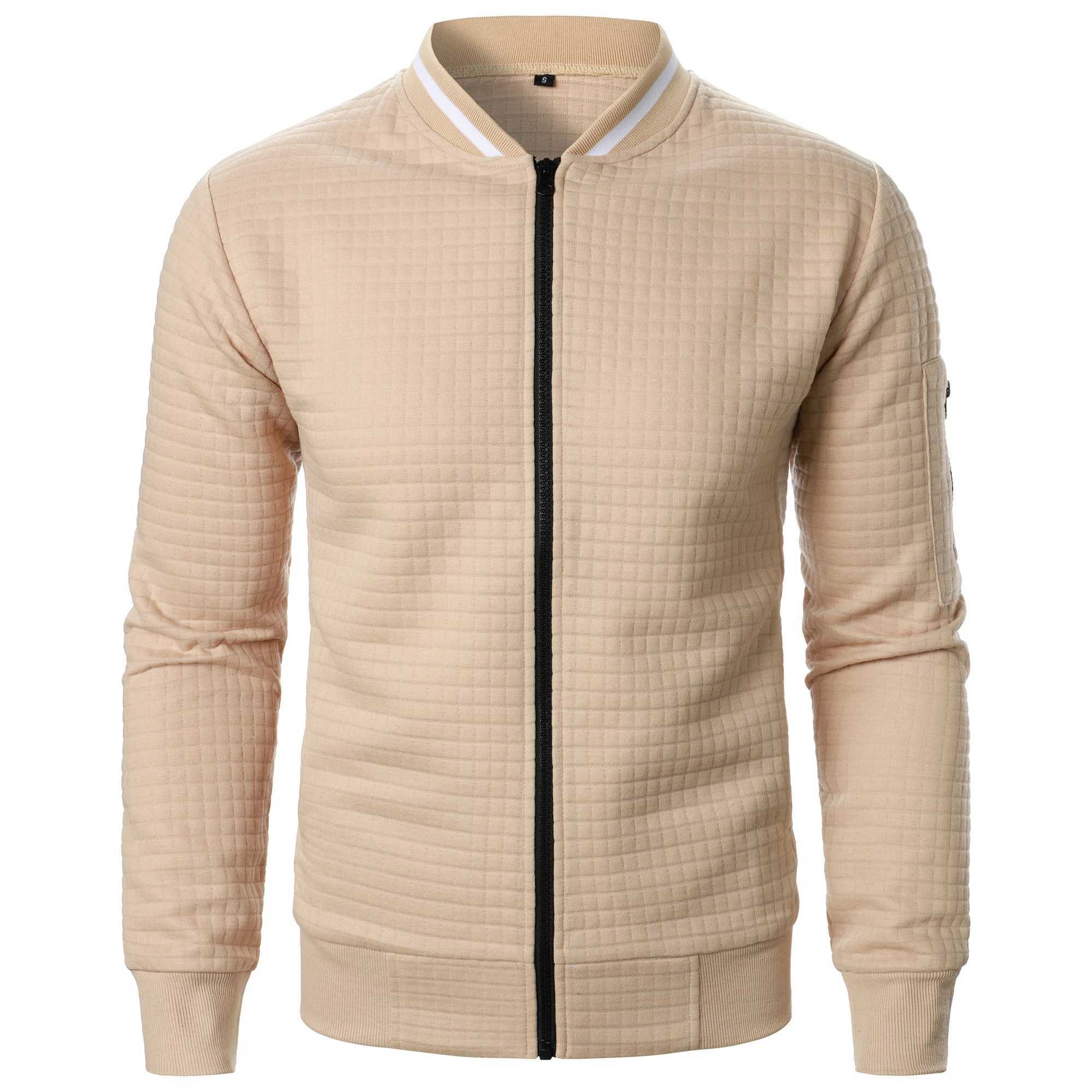 Mens New Zipper Stand Collar Hoodie Coat Mens Casual Plaid Cardigan Hoodie Z250621