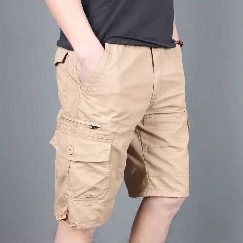 Mens Cargo Shorts Multi Pocket with Zipper Male Short Pants Hiking Beautiful Popular Cotton Clothes Luxury Summer Jorts New In W250621
