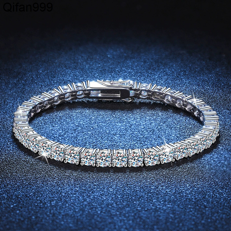 Hot Sale 925 Sterling Silver Moissanite Bracelet with Full diamond 3mm D Color Moissanite Wholesale